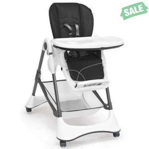 A-Shaped High Chair with 4 Lockable Wheels-Black High Chairs