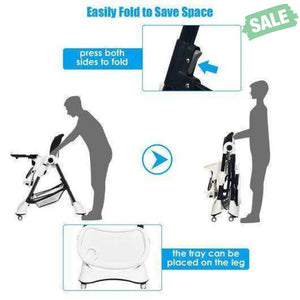 A-Shaped High Chair with 4 Lockable Wheels-Black High Chairs