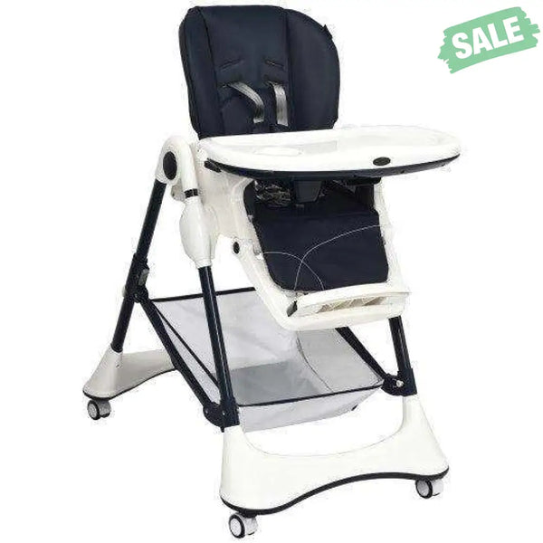 A-Shaped High Chair with 4 Lockable Wheels-Black High Chairs