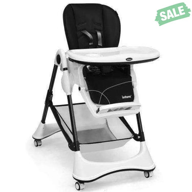 A-Shaped High Chair with 4 Lockable Wheels-Black High Chairs