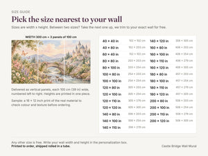 Watercolor Castle Bridge Fairy Tale Wall Mural, image 5