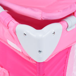 Foldable baby crib playpen with mosquito net and bag, shown at angle 16, perfect for safe play and travel.