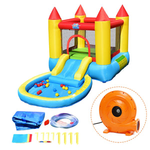 Inflatable Kids Slide Bounce House with 580w Blower - Heavy-Duty