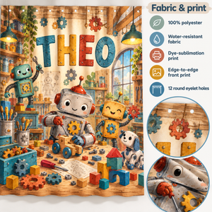 Fabric details: 100% polyester, water-resistant, dye-sublimation print, 12 round eyelet holes