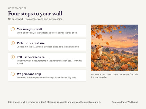 Watercolor Pumpkin Patch Halloween Wall Mural, image 6