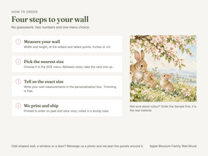 Watercolor Apple Blossom Family Bunny Wall Mural, image 6