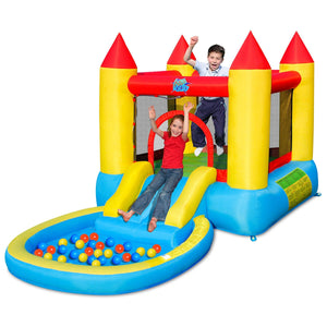 Inflatable Kids Slide Bounce House with 580w Blower - Heavy-Duty