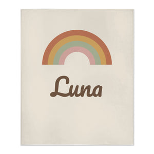 Boho Rainbow toddler minky blanket in cream