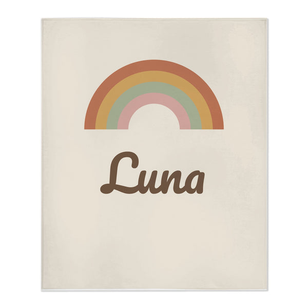 Boho Rainbow toddler minky blanket in cream