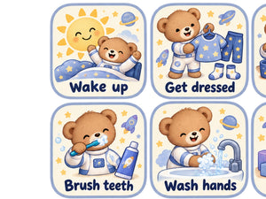 Space Bear Daily Routine Wall Decals, Set of 12, image 4