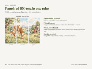 Watercolor Cow and Calf Farm Wall Mural, image 8