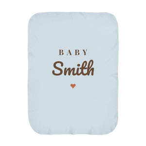 Baby Surname swaddle blanket in sky