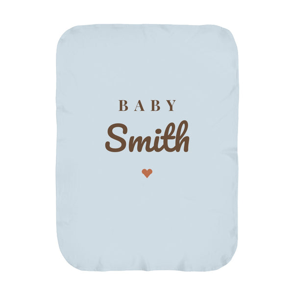 Baby Surname swaddle blanket in sky