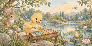 Watercolor Duckling Xylophone Wall Mural, image 3