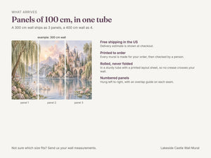 Watercolor Lakeside Castle Fairy Tale Wall Mural, image 8
