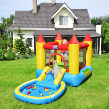 Inflatable Kids Slide Bounce House with 580w Blower - Heavy-Duty
