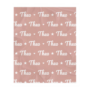 Name Pattern toddler sherpa blanket in blush