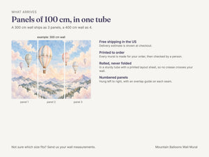 Watercolor Mountain Hot Air Balloons Wall Mural, image 8