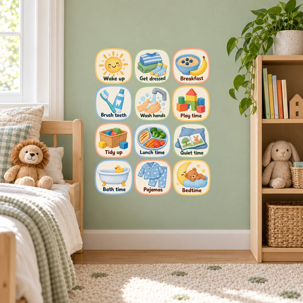 Daily Routine Wall Decals, Set of 12, Visual Schedule, image 2