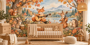 Watercolor Fox Guitar Wall Mural, image 1