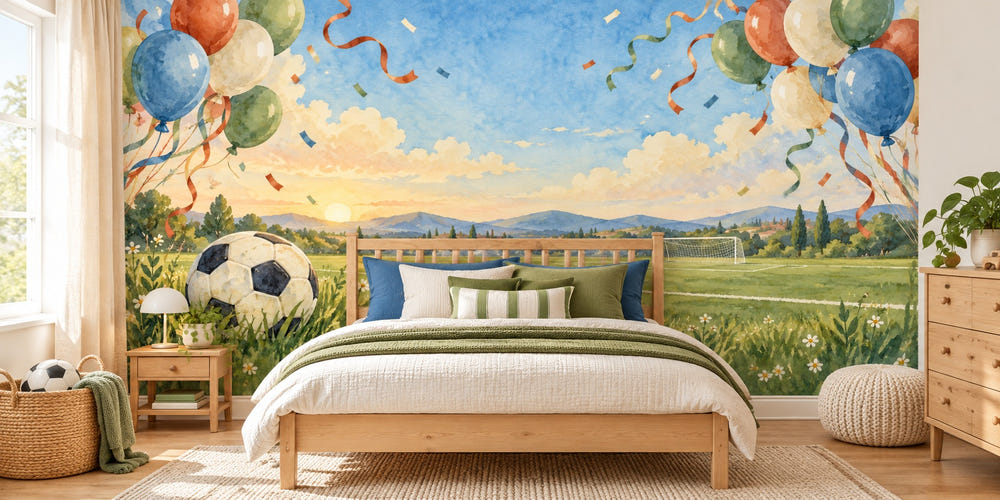 Watercolor Football Celebration Wall Mural, image 1