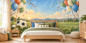 Watercolor Football Celebration Wall Mural, image 2