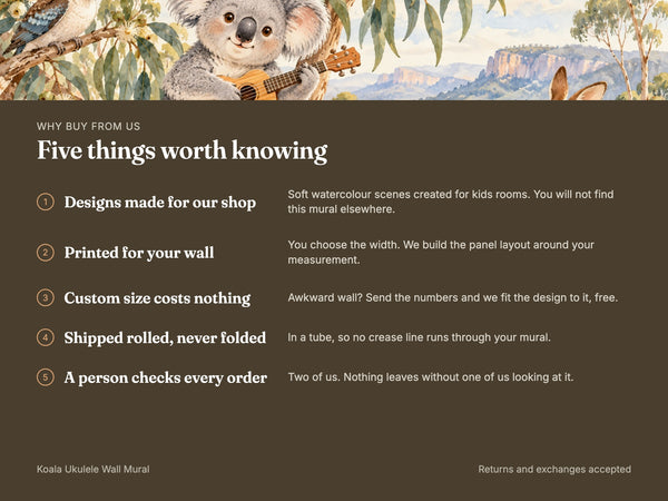 Watercolor Koala Ukulele Wall Mural, image 10