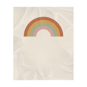 Personalize the Boho Rainbow toddler sherpa blanket in cream with your baby's name