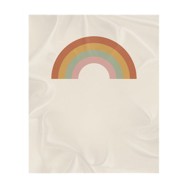 Personalize the Boho Rainbow toddler sherpa blanket in cream with your baby's name