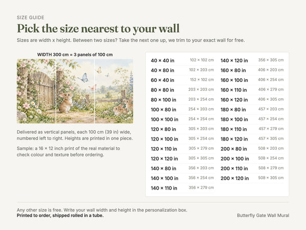 Watercolor Butterfly Gate Bunny Wall Mural, image 5
