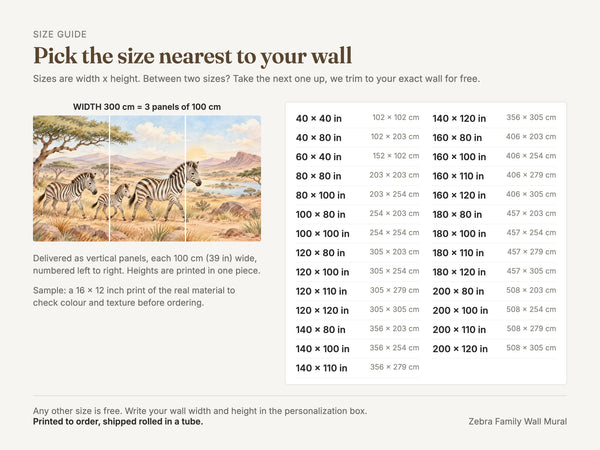 Watercolor Zebra Family Safari Wall Mural, image 5