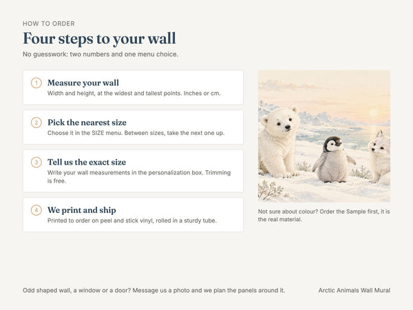 Watercolor Arctic Animals Wall Mural, image 3