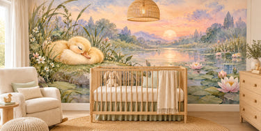 Watercolor Pond Duckling Wall Mural, image 1