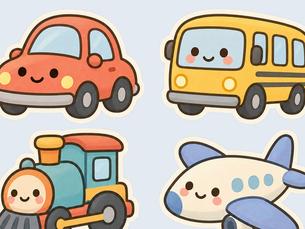 Soft Vehicles Wall Decals, Set of 6, Baby First Words, image 4