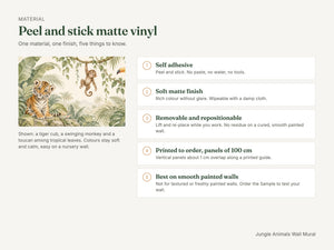 Watercolor Jungle Animals Wall Mural, image 4