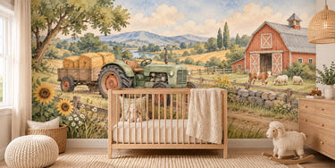 Watercolor Farm Tractor Wall Mural, image 1