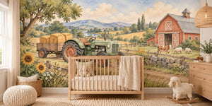 Watercolor Farm Tractor Wall Mural, image 1