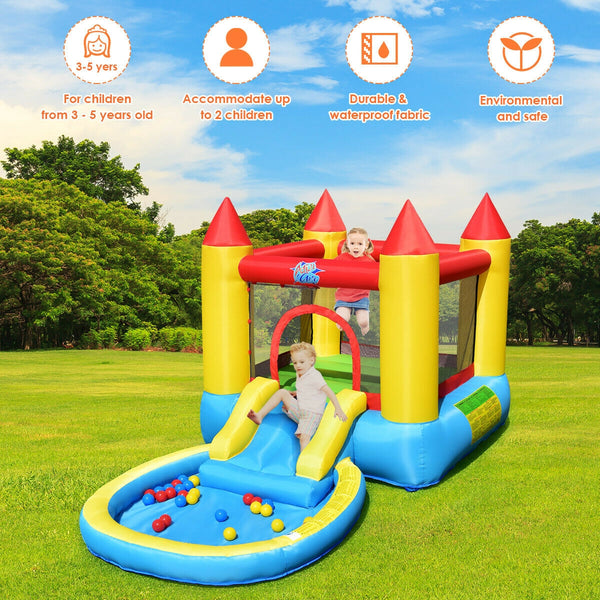 Inflatable Kids Slide Bounce House with 580w Blower - Heavy-Duty