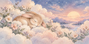 Watercolor Cloud Bunny Wall Mural, image 3