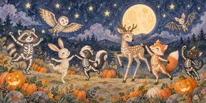 Watercolor Skeleton Friends Halloween Wall Mural, image 3
