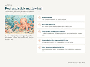 Watercolor Friendly Octopus Ocean Wall Mural, image 7