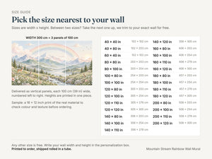 Watercolor Mountain Stream Rainbow Wall Mural, image 4