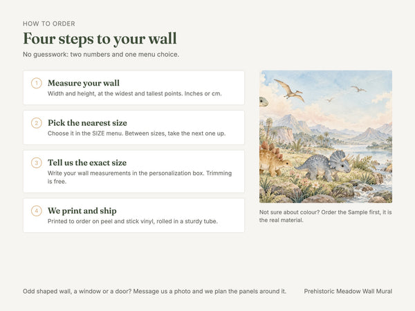 Watercolor Prehistoric Meadow Dinosaur Wall Mural, image 6