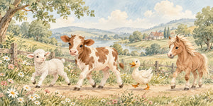 Watercolor Farm Parade Wall Mural, image 3