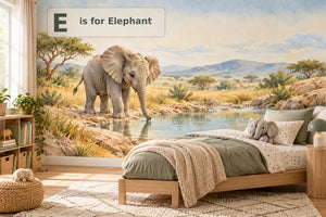 Watercolor E is for Elephant Alphabet Wall Mural, image 2