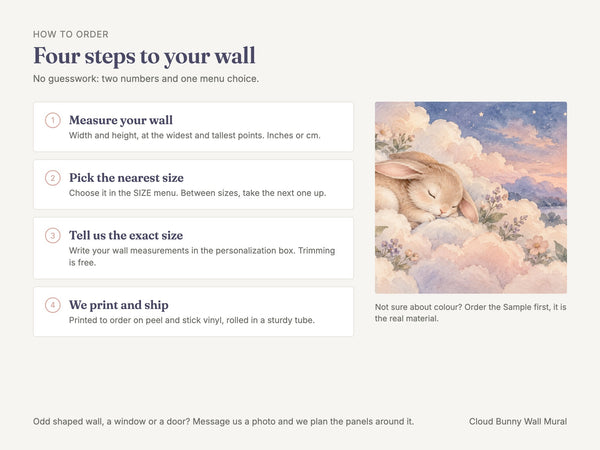 Watercolor Cloud Bunny Wall Mural, image 6