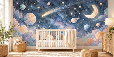 Watercolor Comet Night Wall Mural, image 1