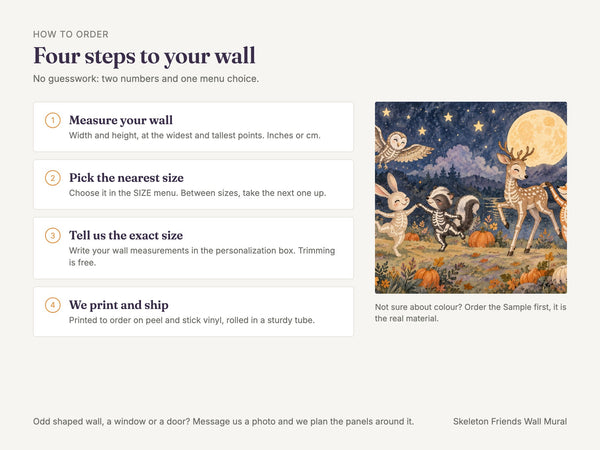 Watercolor Skeleton Friends Halloween Wall Mural, image 6