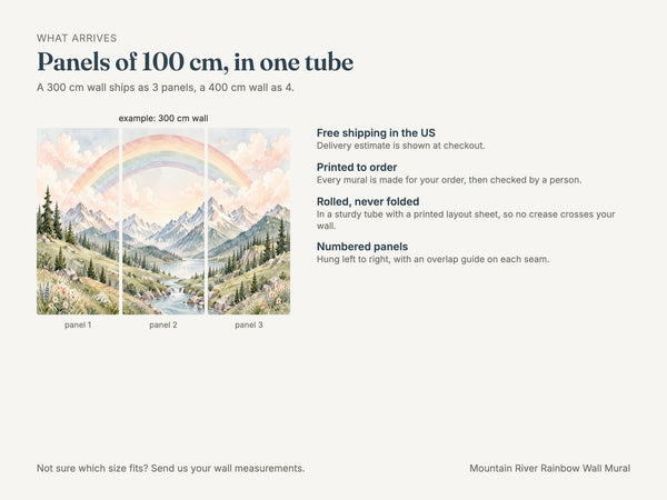 Watercolor Mountain River Rainbow Wall Mural, image 7