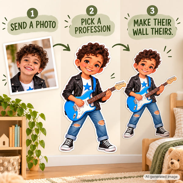 Personalized Musician Wall Decal from Photo, Dream Job Sticker, image 15